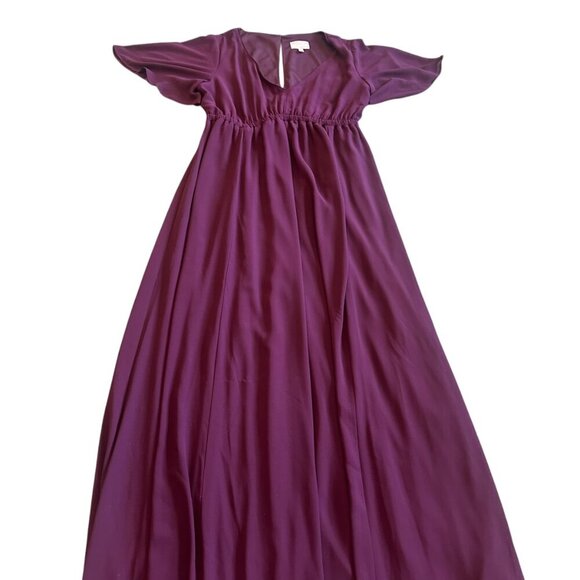 Show Me Your Mumu Burgundy Maxi Dress Gown Short Sleeve V-Neck Size Medium Women - Picture 5 of 12